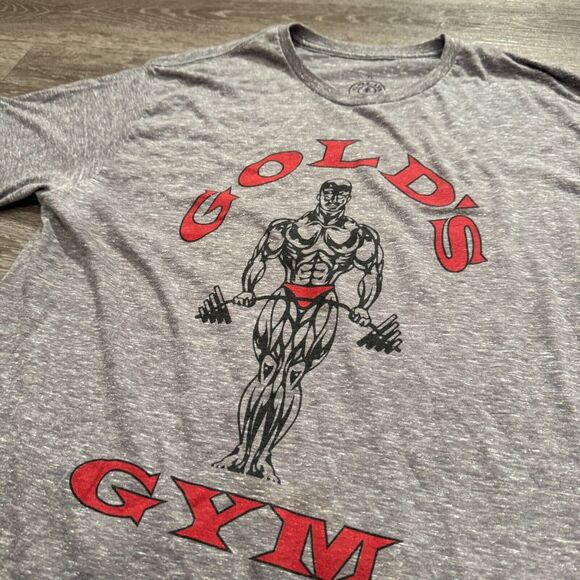 Golds Gym Shirt Mens XL Gray Red Logo Graphic California Tee Short Sleeve Tee - Picture 2 of 8